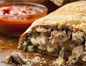 A meat calzone at Mellow Mushroom